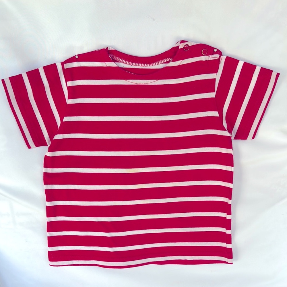 VINTAGE 2002 Slightly Worn Red &White Striped Kids Shirt Size 2 - Made In Italy